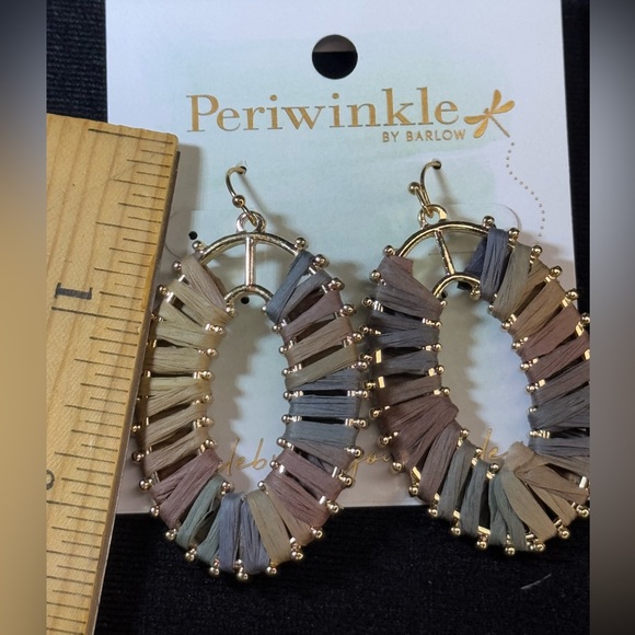 Periwinkle by Barlow Gold Tone Weave Dangle Earrings 2.25inch - Picture 3 of 5